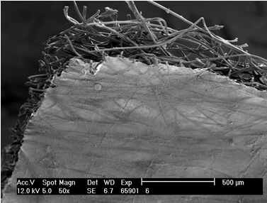 Vrstva polymerních vláken na nosném podkladu z netkané textilie z PP vláken
