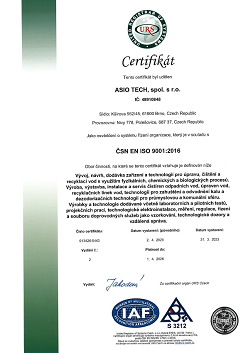 ASIO TECH cert ISO 9001 CZ