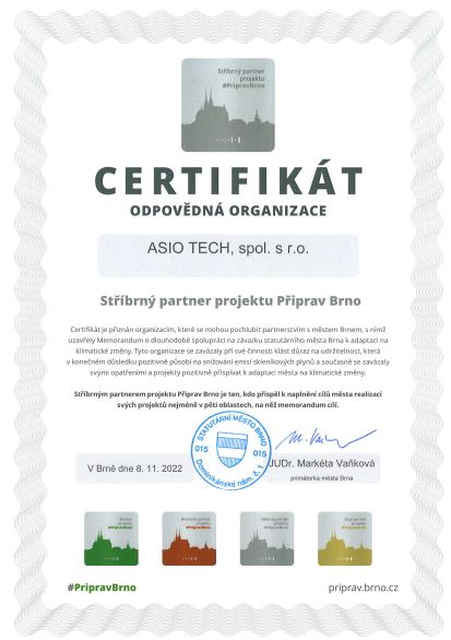 certifikát pripravbrno ASIO TECH