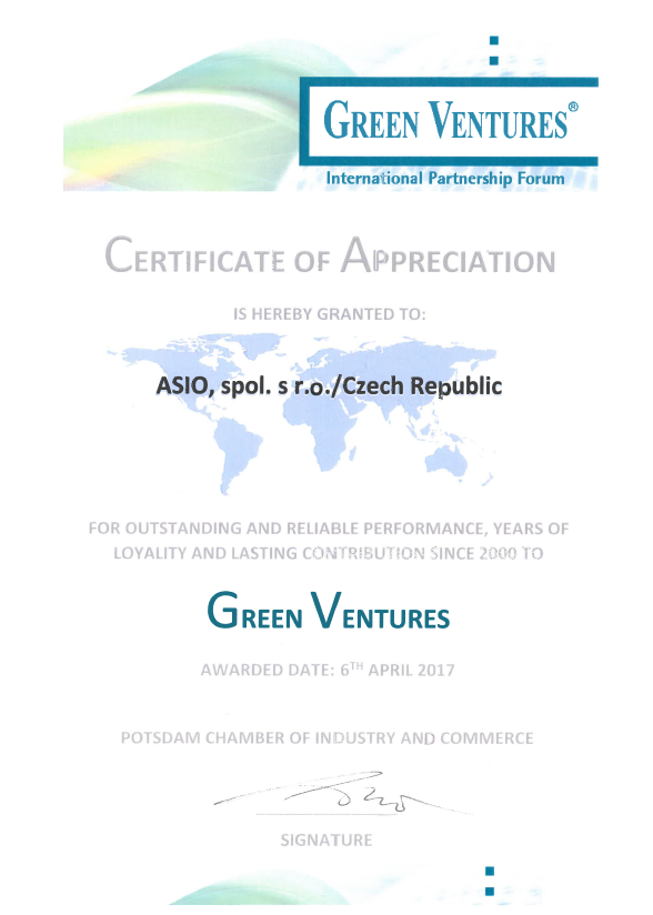 GreenVenture _ ASIO certifikát